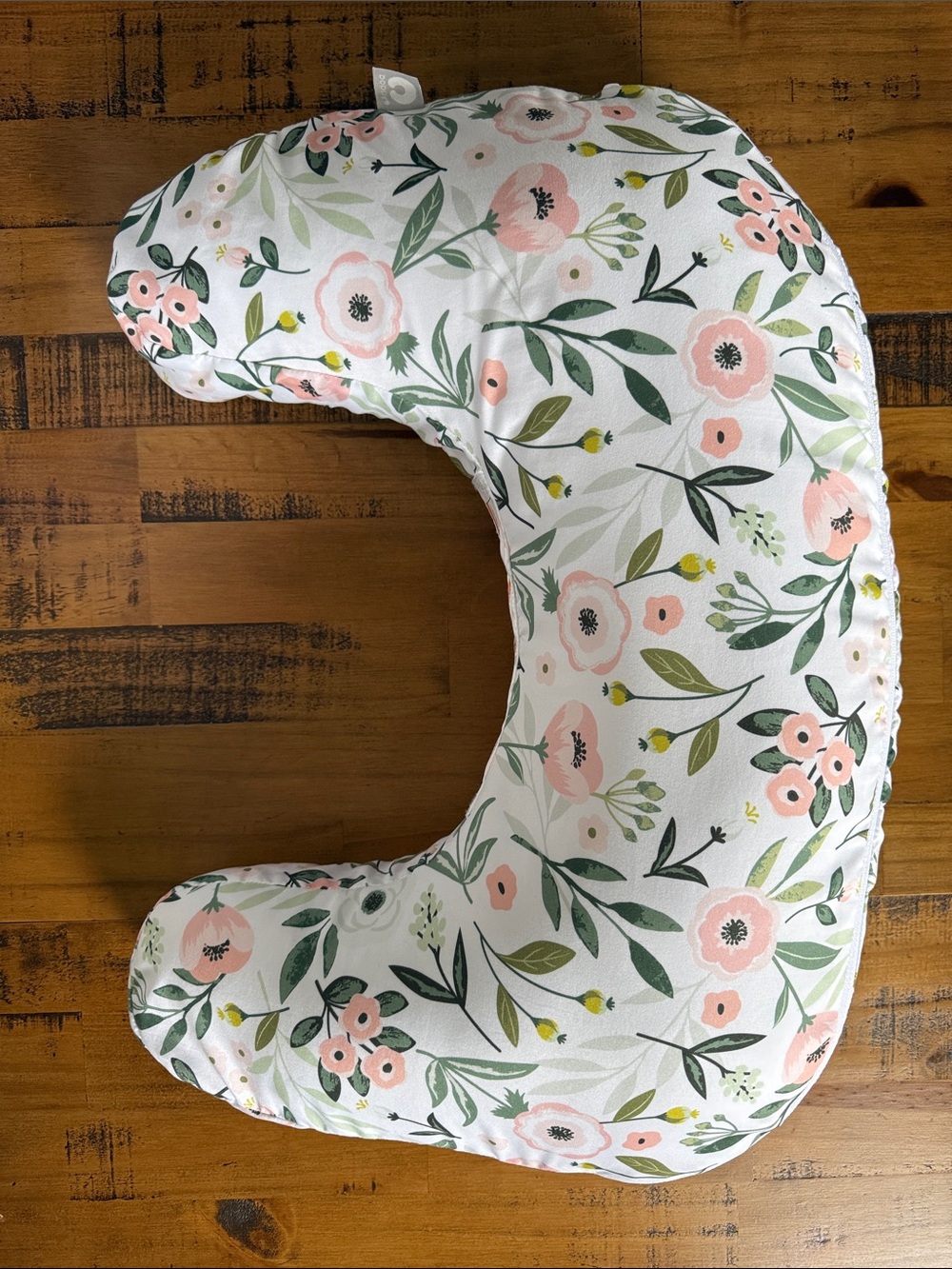 Boppy Nursing Pillow Cover in White with Pink and Green Floral Print